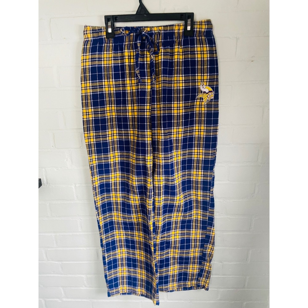 NFL Team‎ Apparel Minnesota Vikings Womens Pajama Pants Purple Gold Plaid Small